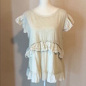 Easel Cream Lace Trim Blouse